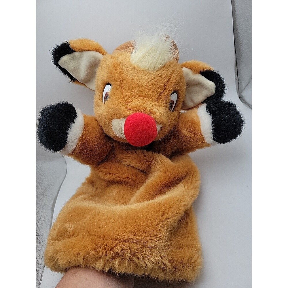 Vtg Rudolph the Red Nosed Reindeer Hand Puppet 16" Plush Christmas Toy 1999 EUC